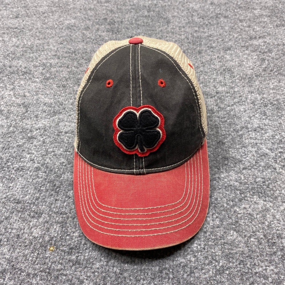 Black Clover Hat Mens Adjustable Black Red Tan Mesh Back Live Lucky Trucker Cap